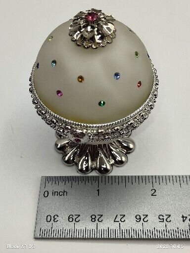 Vintage Frosted Pedestal Gem Stone Glass Ring Holder "Ring not included".