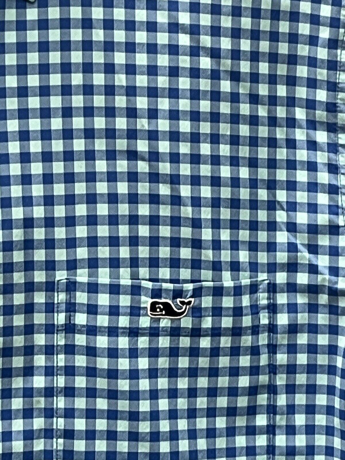 Vineyard Vines Performance Shirt Mens Medium Blue Gingham Classic Fit Tucker