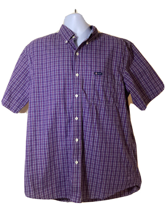 Chaps Button Up Shirt Mens Large Purple Casual Short Sleeve Easy Care