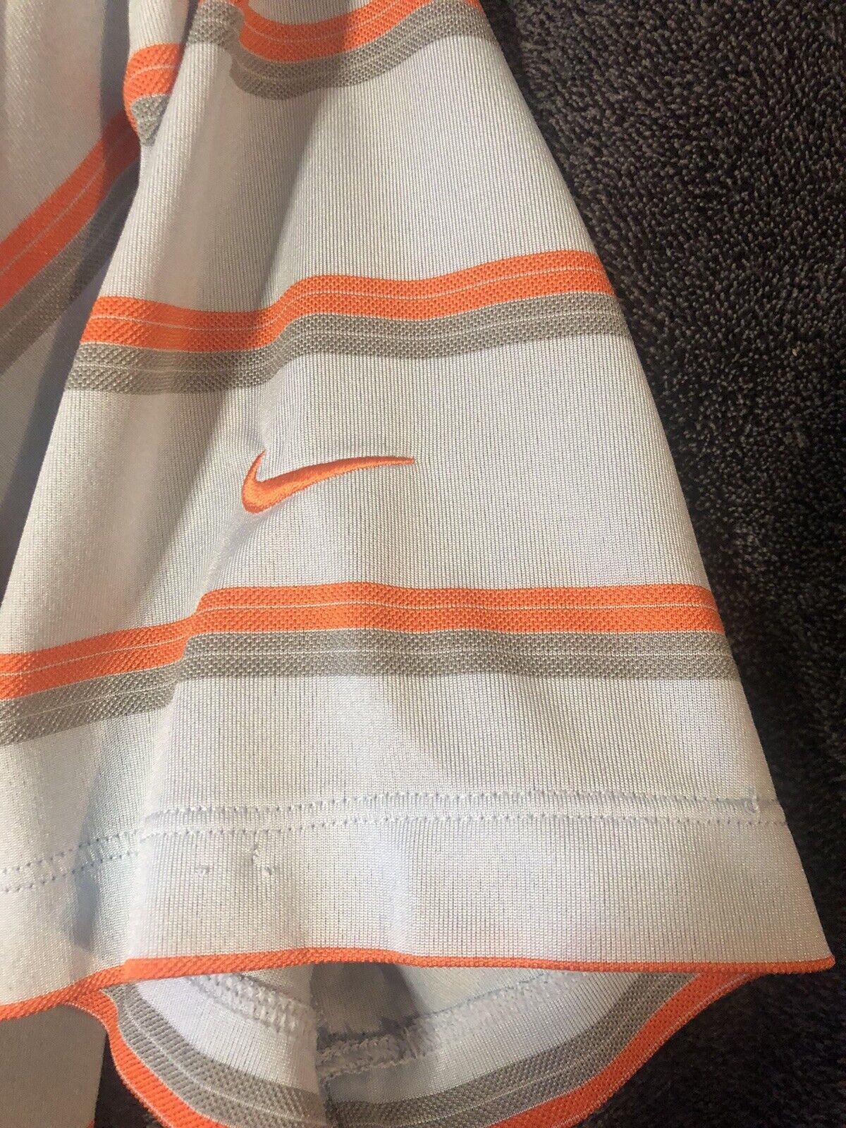 Nike Tour Polo Shirt L/G/G Spring Orange And Gray Stripes, Golf Performance