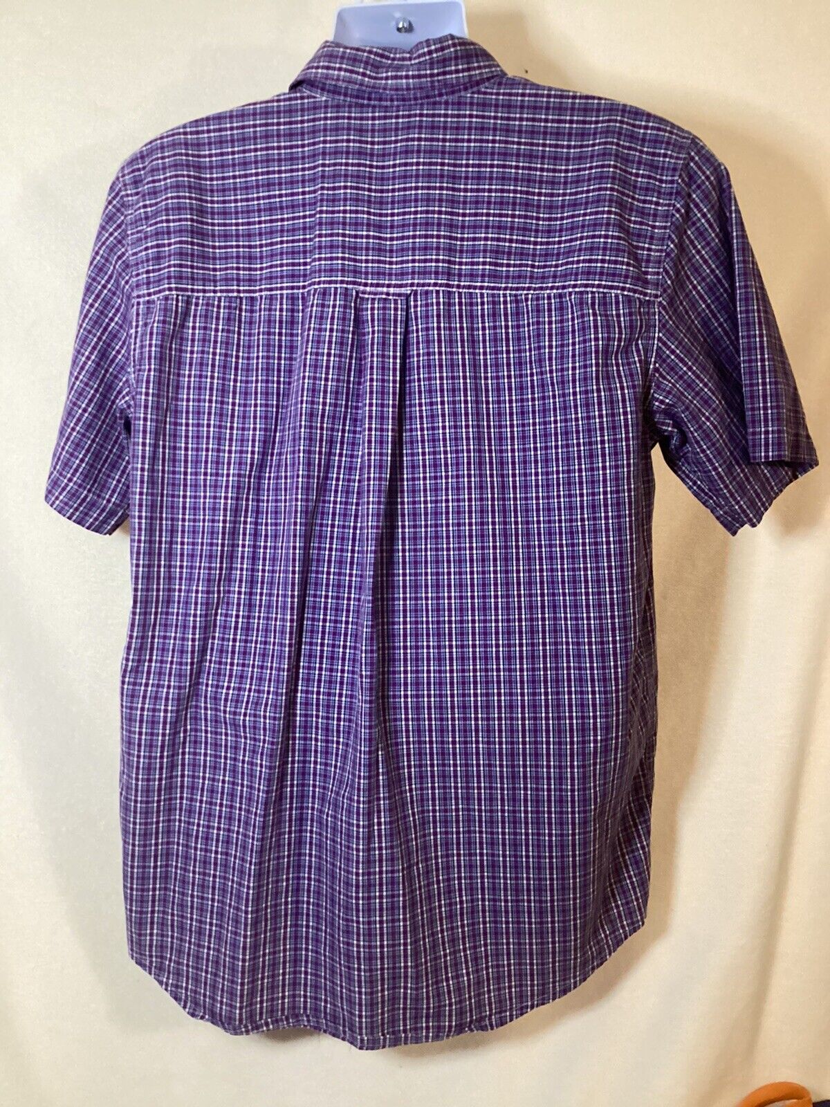 Chaps Button Up Shirt Mens Large Purple Casual Short Sleeve Easy Care