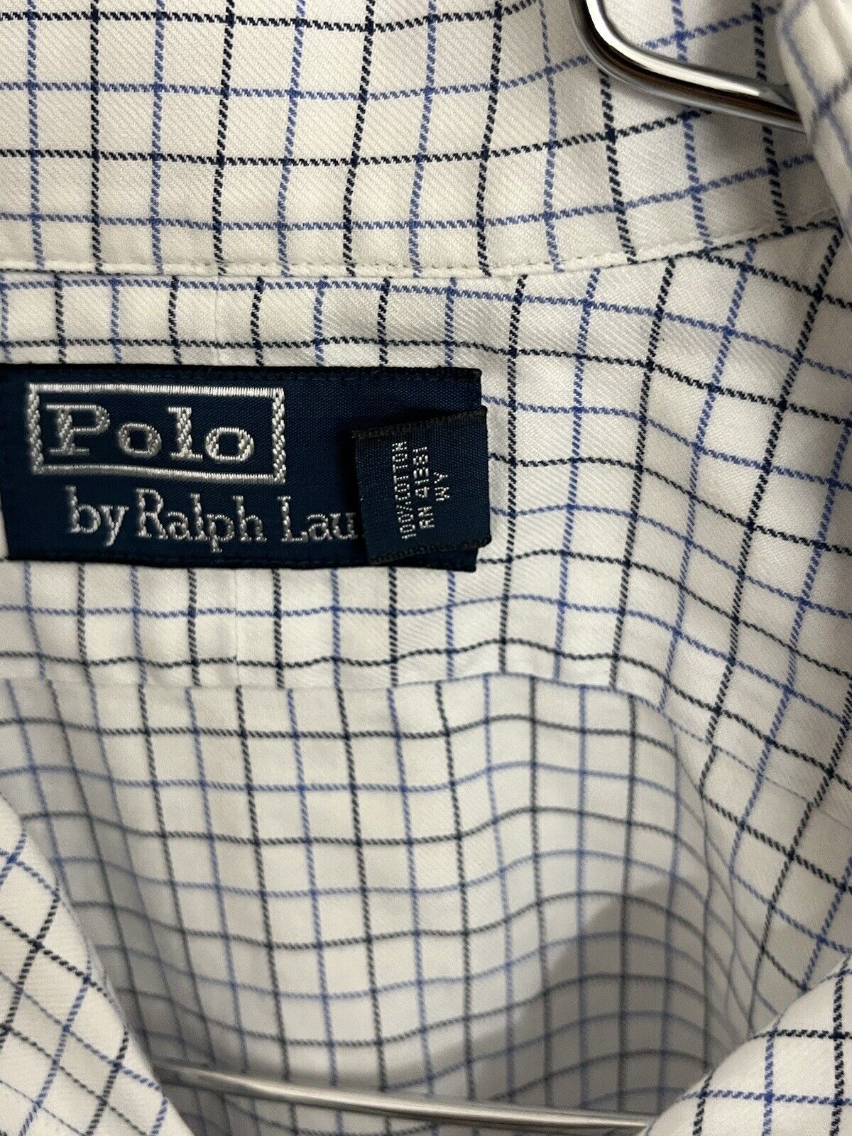 Polo Ralph Lauren Men’s Shirt Size 16 ￼34/35￼ Long Sleeve Button Up White Checks