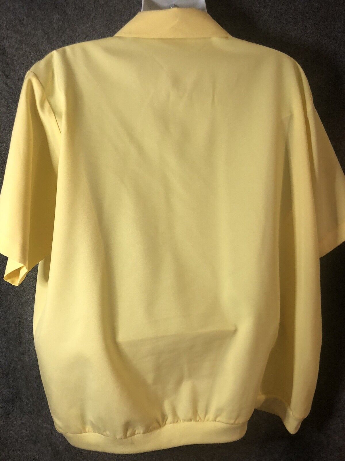 Vintage Haband XL Short Sleeve Shirt RN 84597 Full Zip Up Yellow Casual