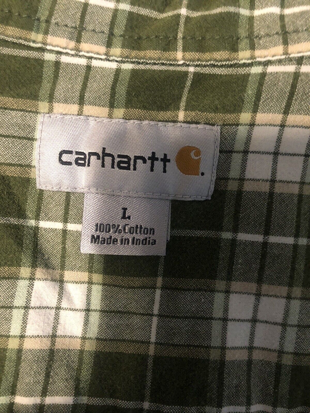 Carhartt Button Up Short Sleeve Casual Shirt Size LargeRN#14806 Green Plantain ￼