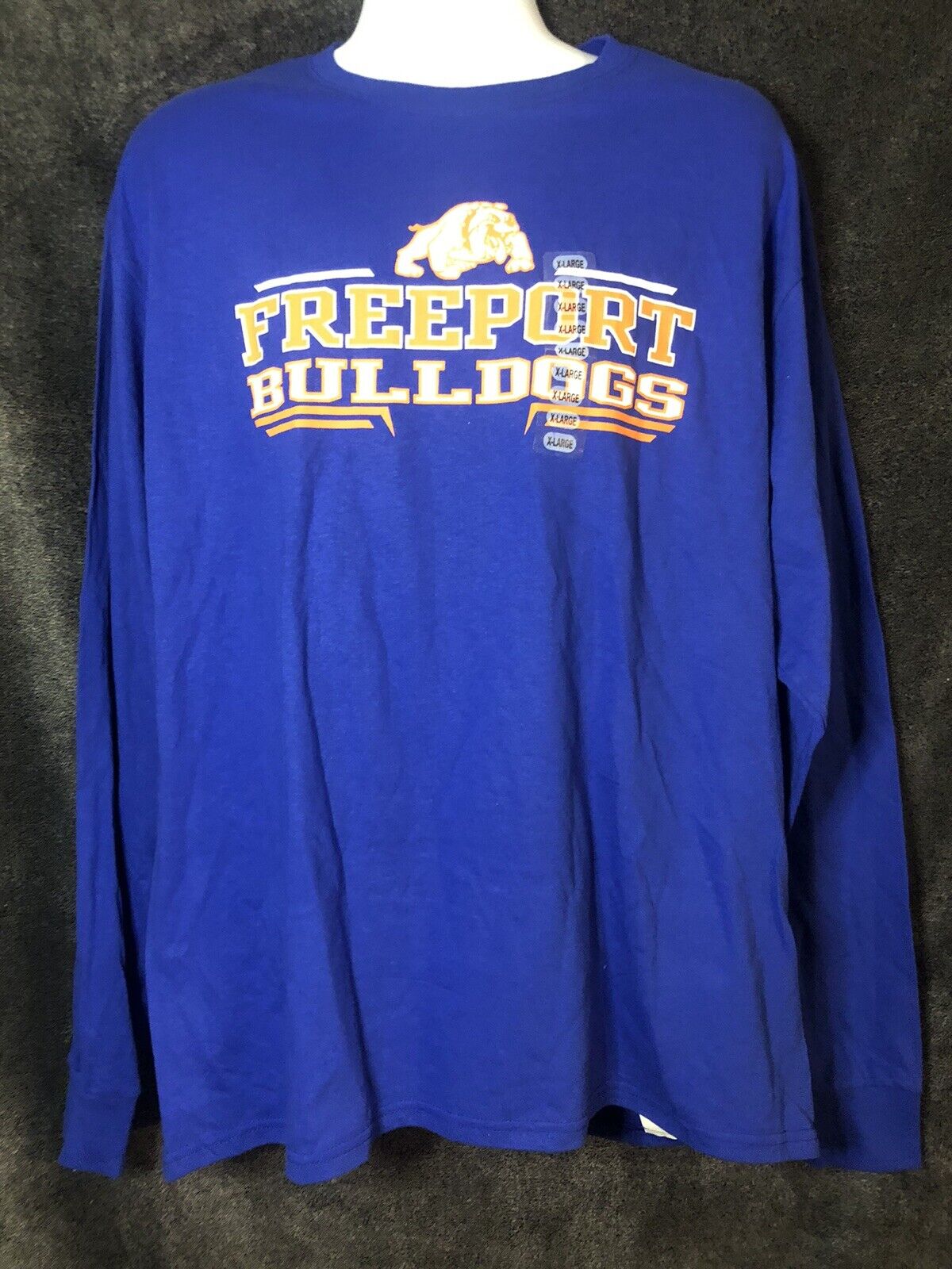 Hanes FreePort Bulldog XL/XL blue long Sleeve T-Shirt New