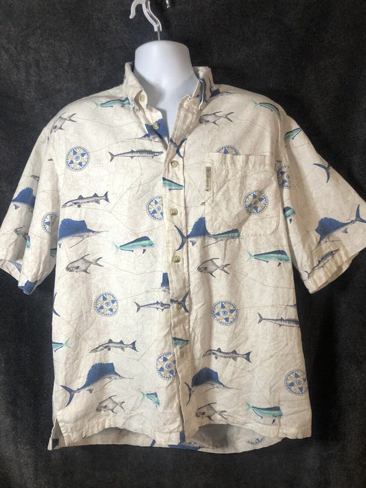 JOE MARLIN Men's Shirt Short Sleeve Button Down Fishing 100% Cotton.Size L