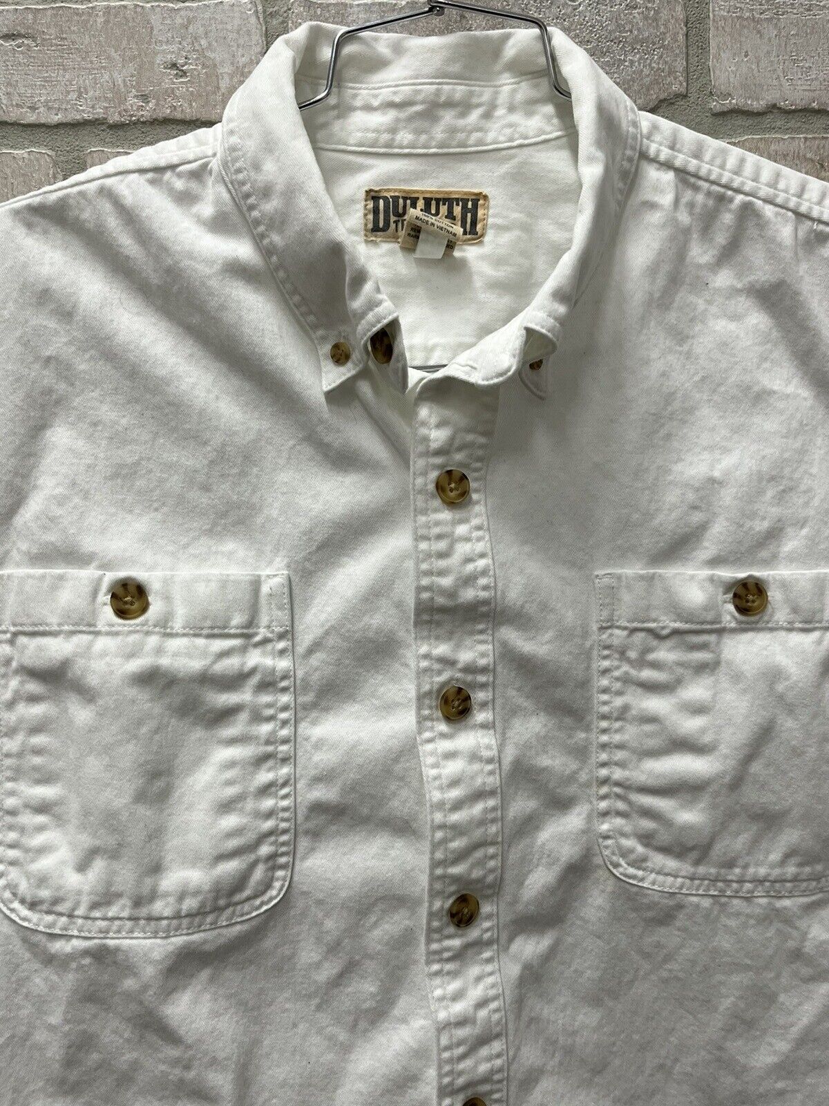 Duluth Trading Co Shirt Men’s Sz XL Heavy Cotton Short Sleeve Button Up White