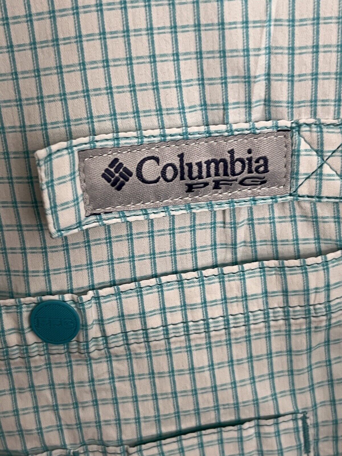 Columbia PFG fishing Shirt vented Mens 2XL Omni Shield Shade Green Check design