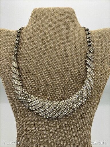 Costume Unbranded Vtg Rhinestone Collar Necklace Silver Tone Jewelry