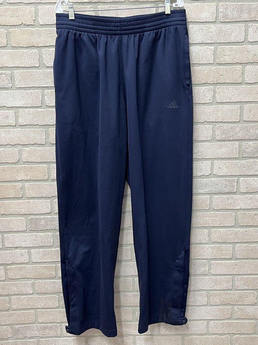 Adidas Mens Navy Blue Track Pants Pull On Elastic Waist Zip Pockets Size XL