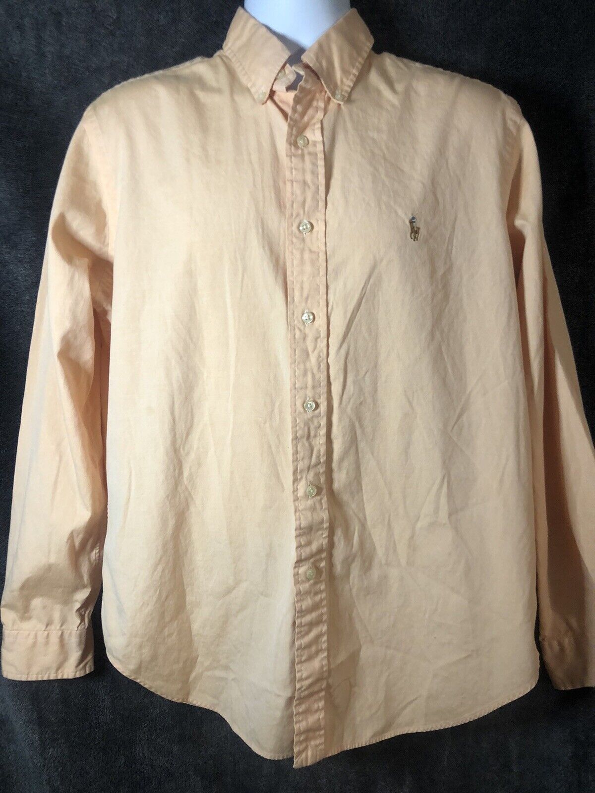 Ralph Lauren Men Dress Shirt Long Sleeve Size 16  34/35 Button Classic Fit Peach