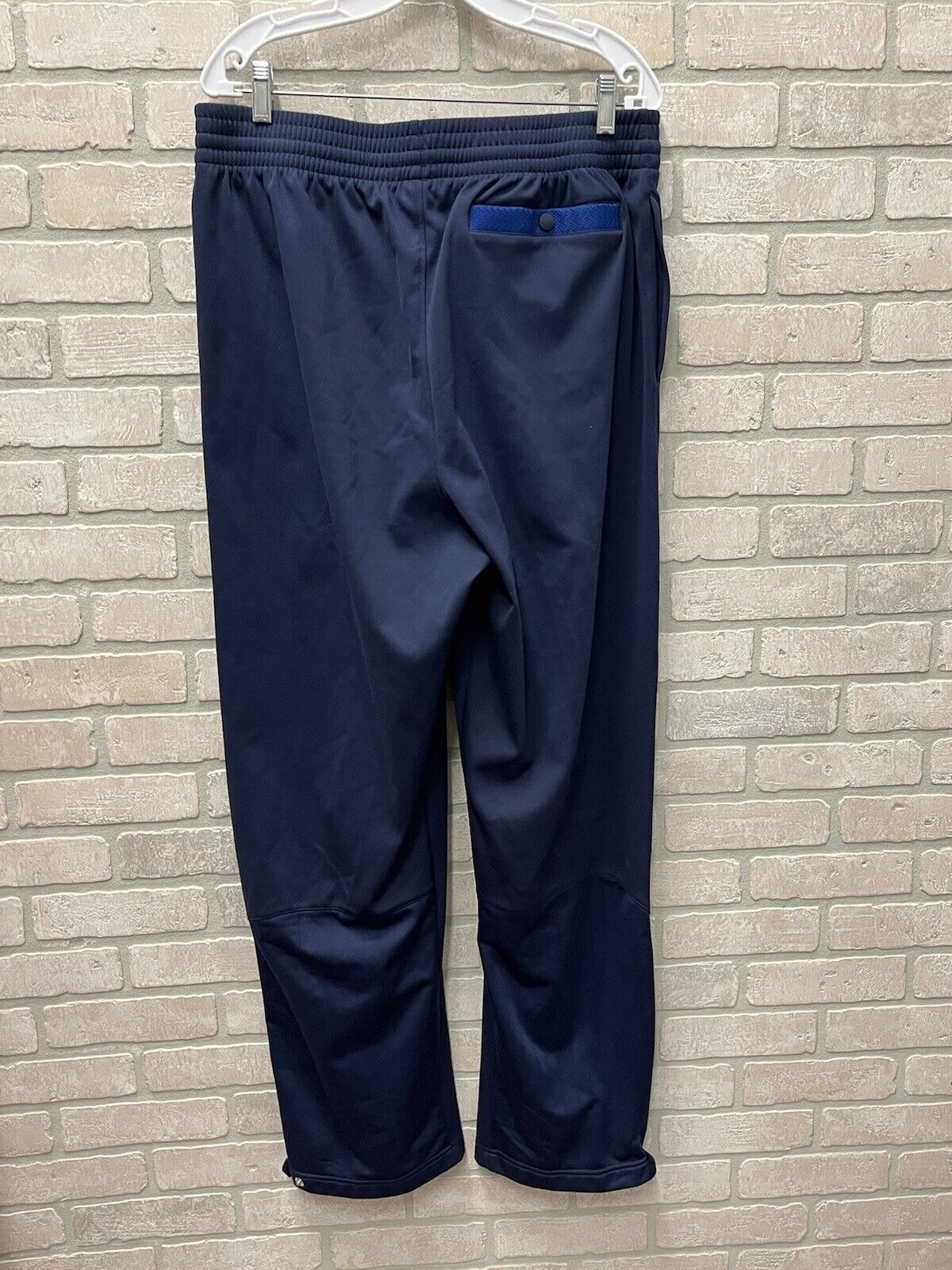 Adidas Mens Navy Blue Track Pants Pull On Elastic Waist Zip Pockets Size XL