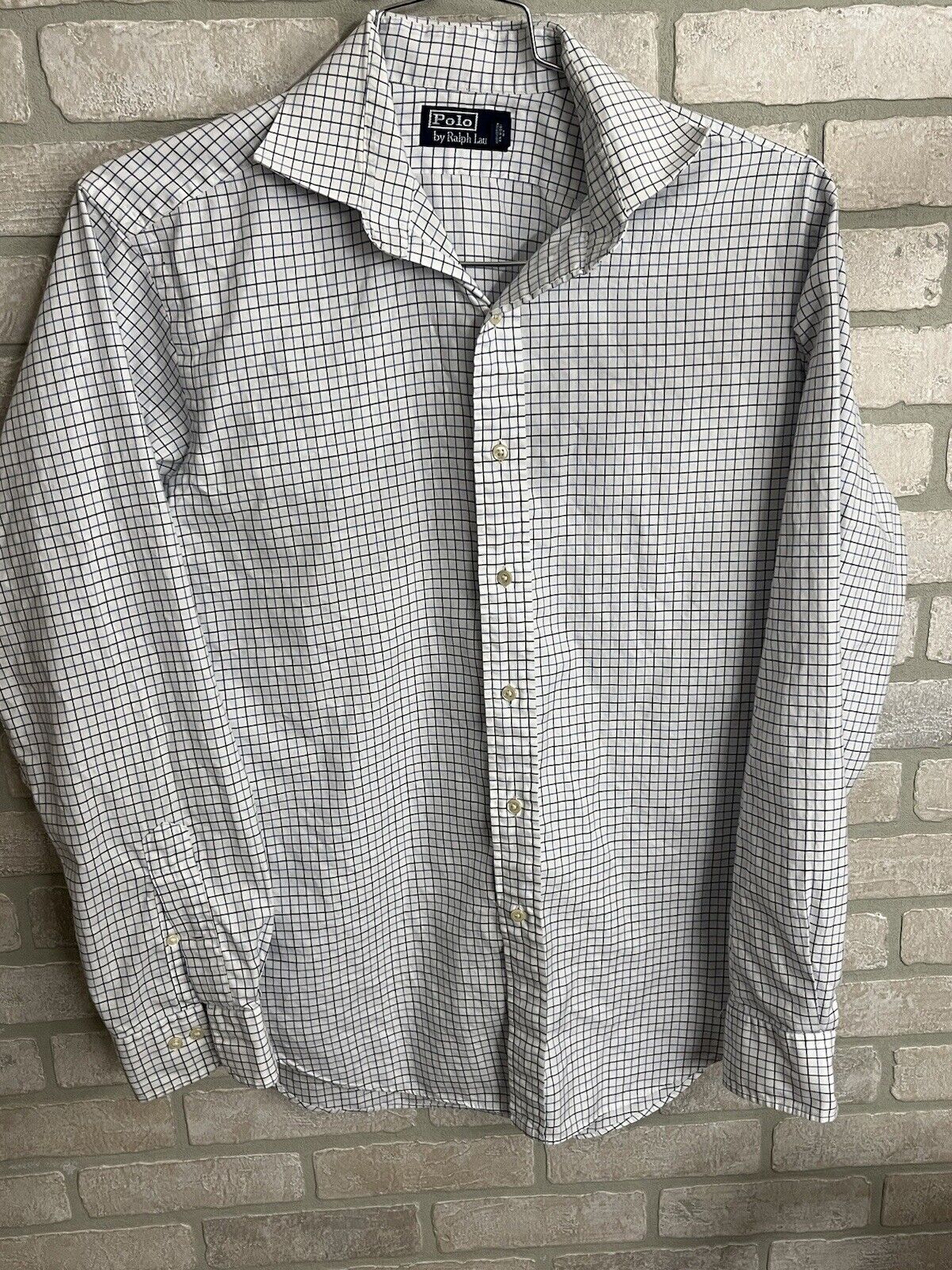 Polo Ralph Lauren Men’s Shirt Size 16 ￼34/35￼ Long Sleeve Button Up White Checks