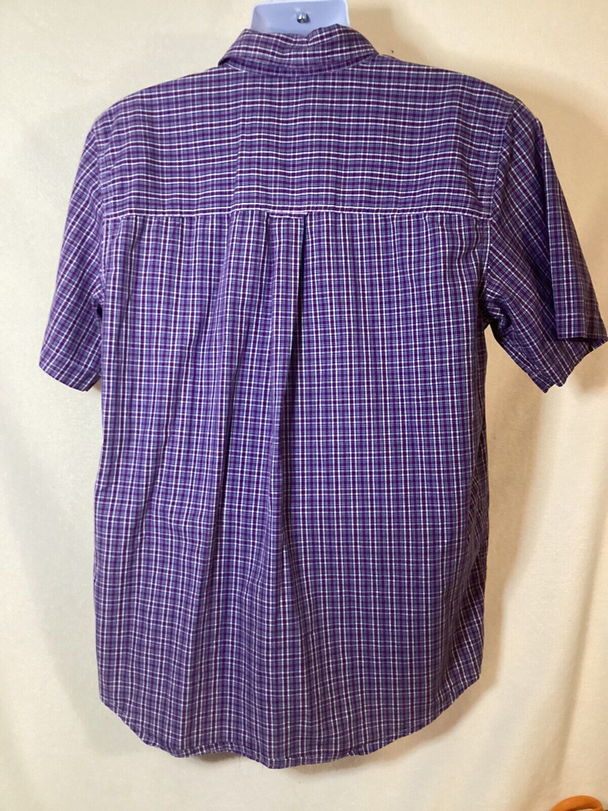 Chaps Button Up Shirt Mens Large Purple Casual Short Sleeve Easy Care