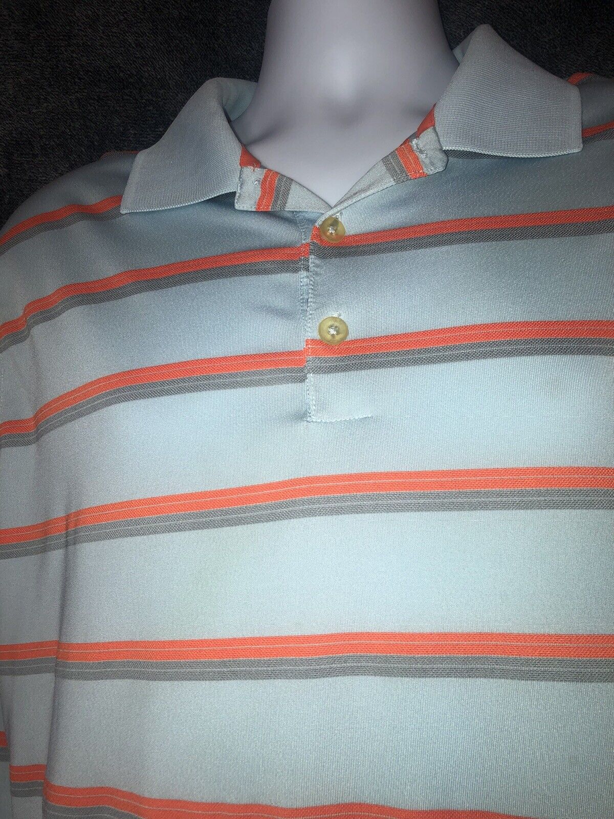 Nike Tour Polo Shirt L/G/G Spring Orange And Gray Stripes, Golf Performance