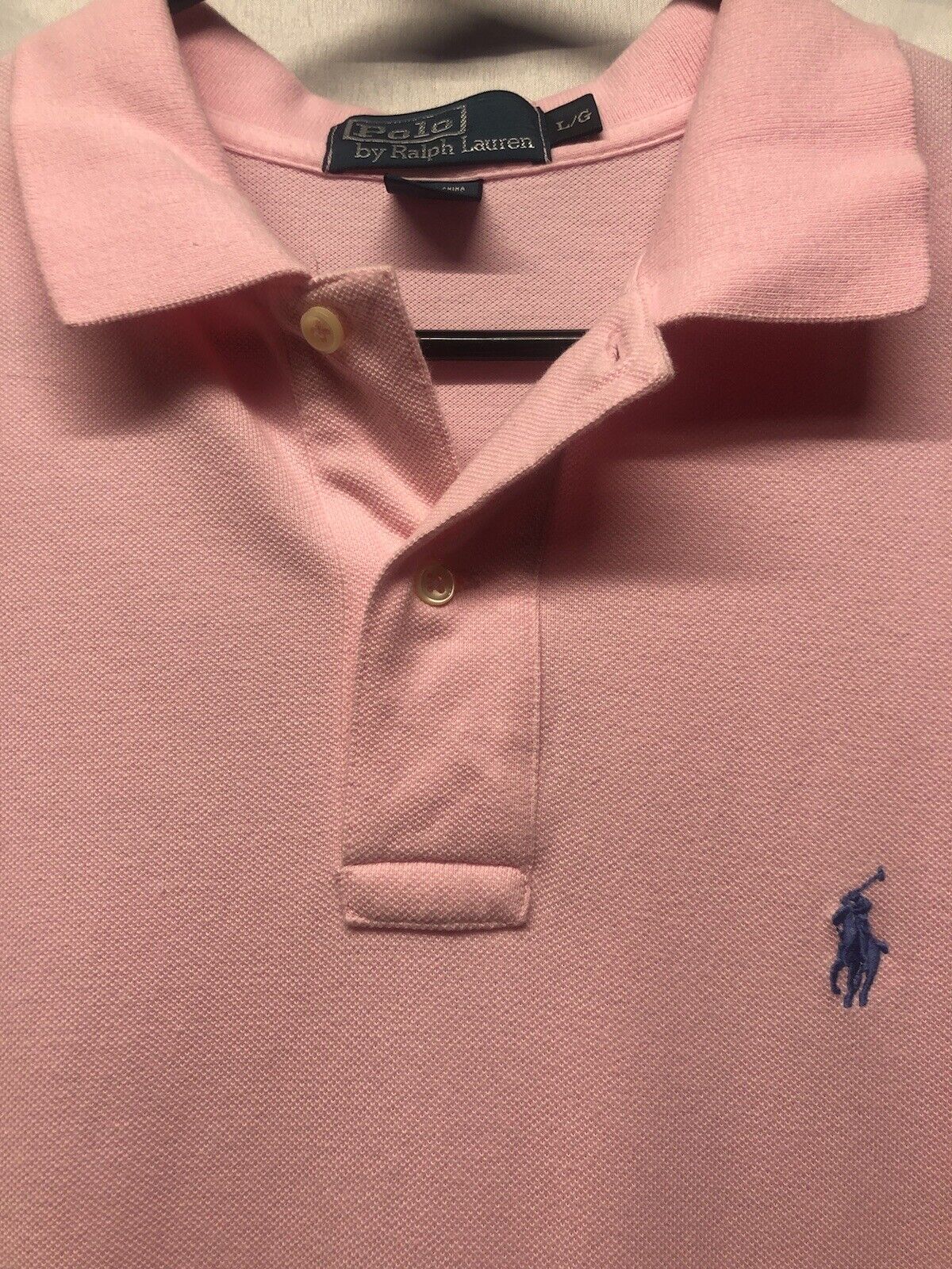 POLO RALPH LAUREN Classic Fit Solid Pink Short Sleeve Polo Shirt Size L