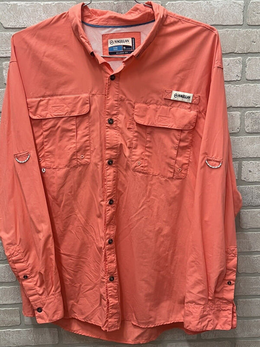 Magellan Mens Shirt XL Fishing Performance Vented Long Sleeve Coral outdoors