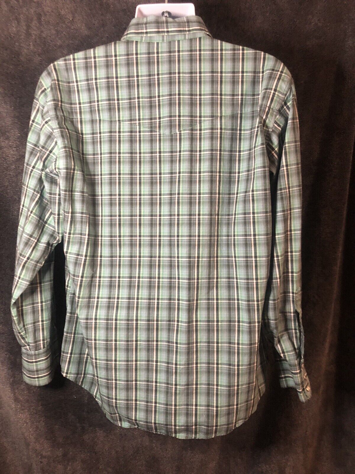 wrangler long-sleeve pearl button plaid dress up casual shirt size L/G/G RN13027