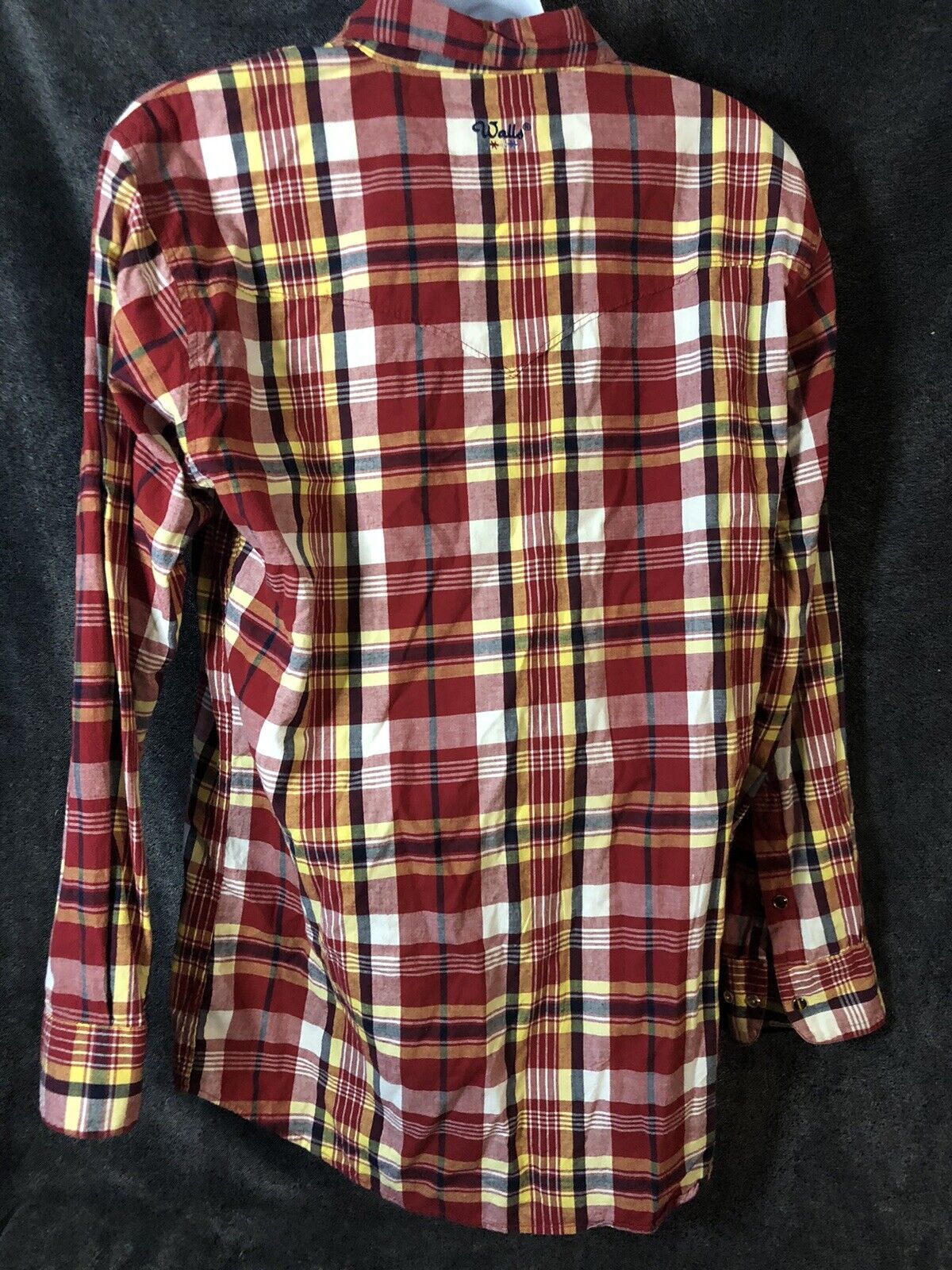 Walls Ranch Wear Pearl Snap Men Sz M Long Sleeve Shirt Work Western Plaid