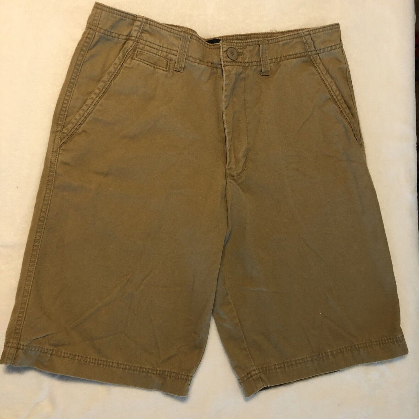 OP Ocean Pacific Cargo Shorts Mens 34 Khaki Zip Pocket Hiking Skateboarding