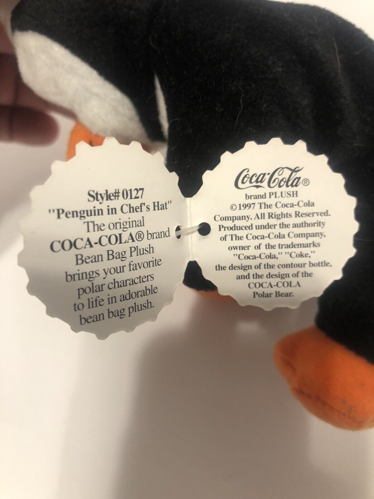 Coca-Cola Penquin in Chef's Hat Everyday Plush Bean Bag 1998  Vintage￼