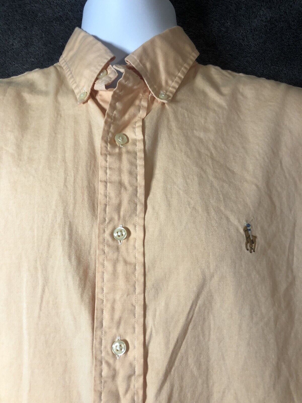 Ralph Lauren Men Dress Shirt Long Sleeve Size 16  34/35 Button Classic Fit Peach