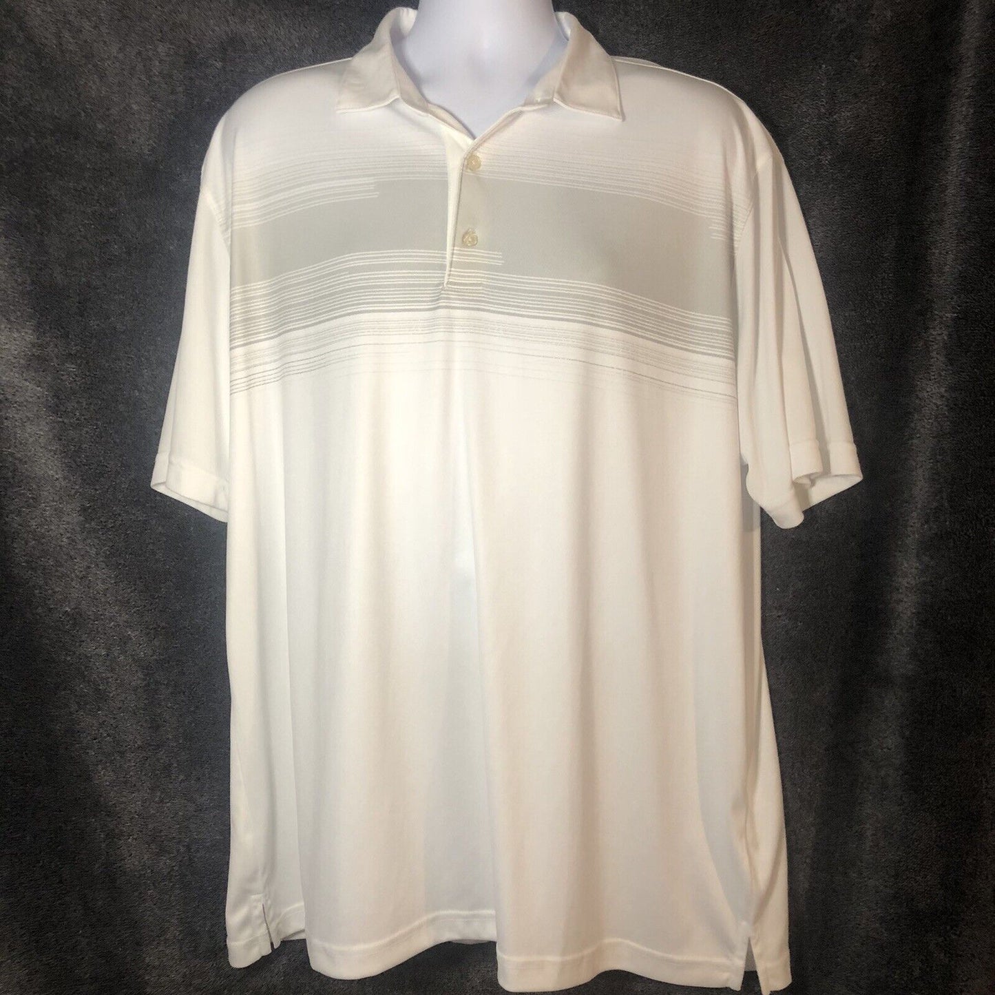 Greg Norman ML75 Play Dry Men's XL Golf Shirt Polo Performance White Gray Stripe