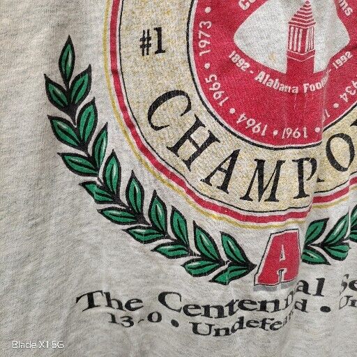 Vintage Single Stitch T-shirt Alabama 1992 National Championship Football USA XL