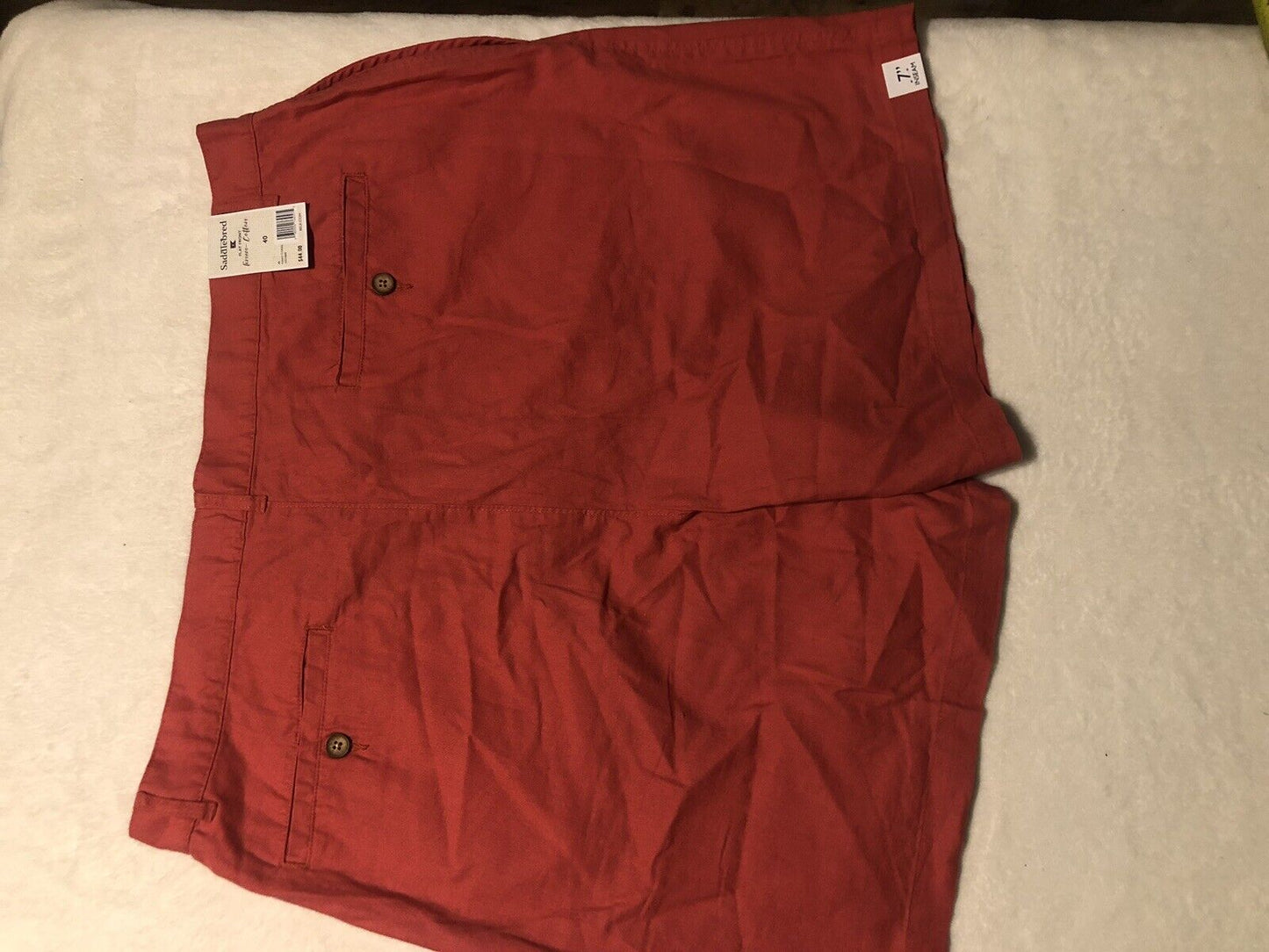 SADDLEBRED SHORTS SIZE 40W COMFORT FLEX MEN INSEAM 7” FLAT FRONT SHORTS. NWT