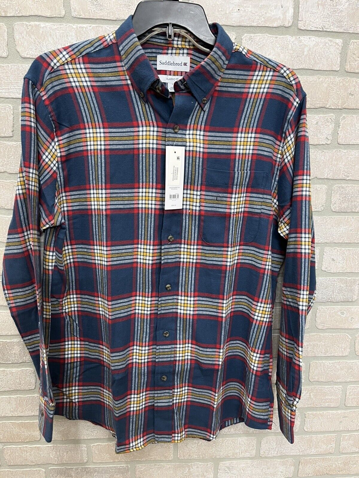 Saddlebred Plaid Shirt Men’s Size L Classic Fit Long Sleeve  Flannel 100% Cotton