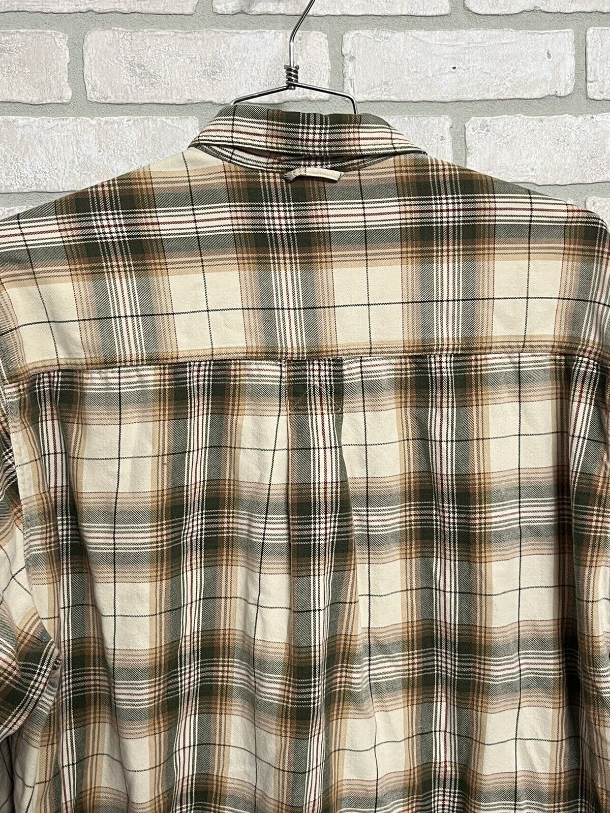 Eddie Bauer Flannel Shirt Mens XL Brown Plaid Button Up Long Sleeve Outdoor Work