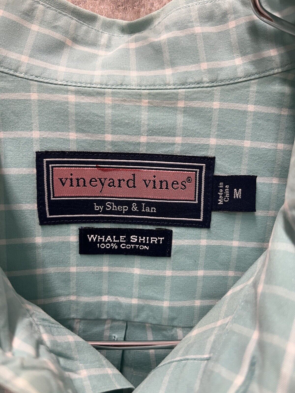 Vineyard Vines Whale Shirt Mens Long Sleeve aqua Plaid Casual Shirt Medium