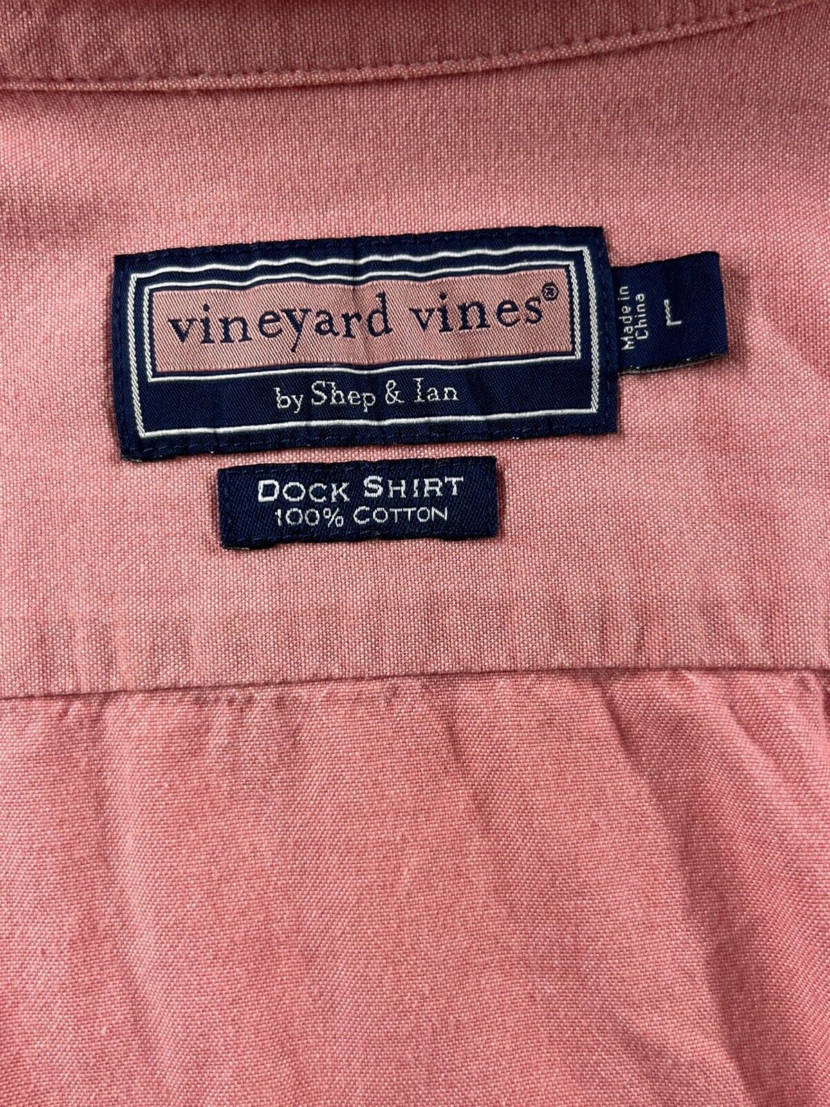 Vineyard Vines LARGE PINK Dock Shirt Men's LONG SLEEVE 100% Cotton Pockets Whale