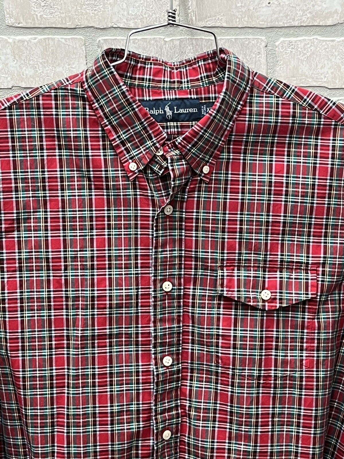 Ralph Lauren Shirt Mens Size XL Long Sleeve Button Front Red Plaid