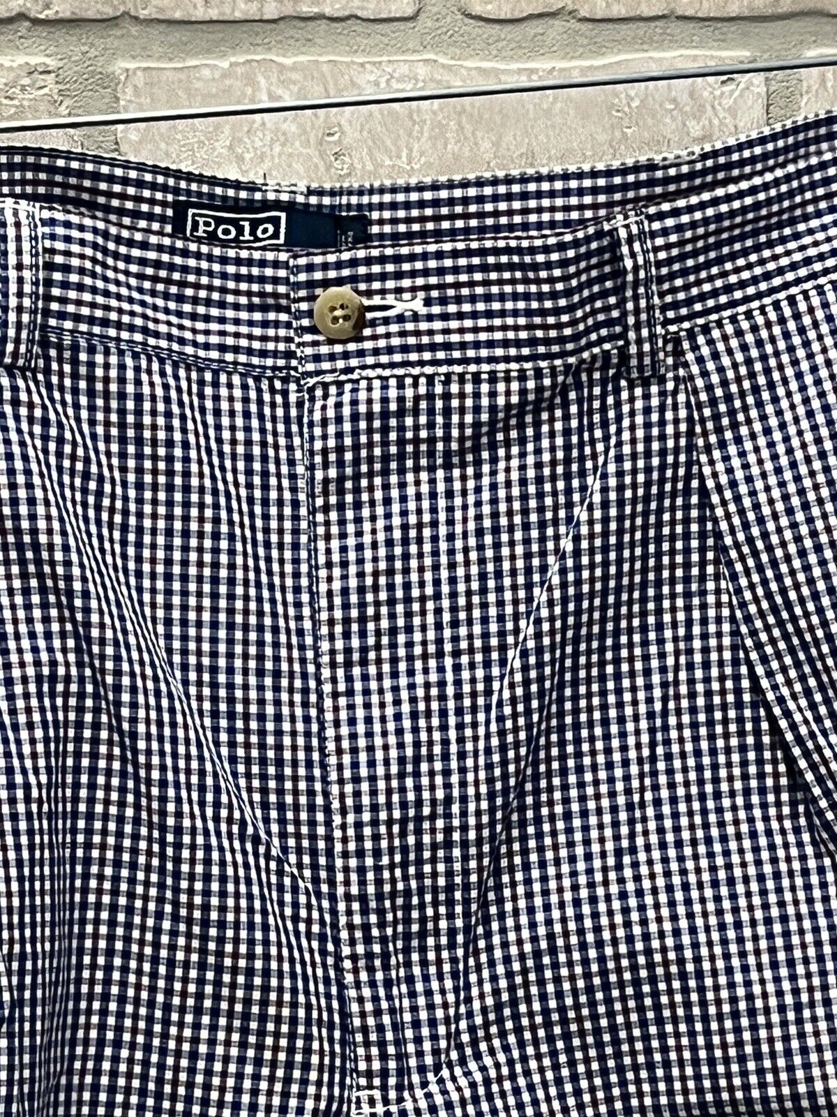 Polo Ralph Lauren Shorts Mens 38 Blue White Plaid 9 Inseam Willis 100% Cotton