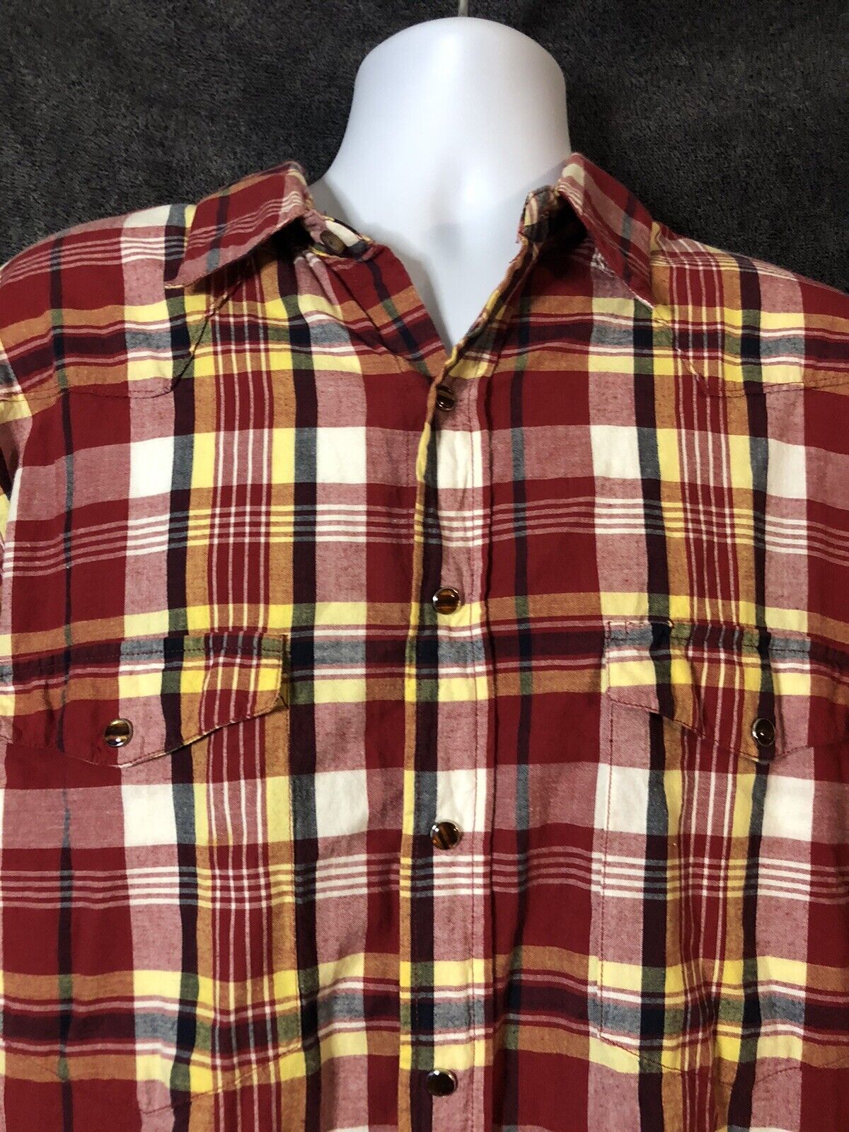 Walls Ranch Wear Pearl Snap Men Sz M Long Sleeve Shirt Work Western Plaid