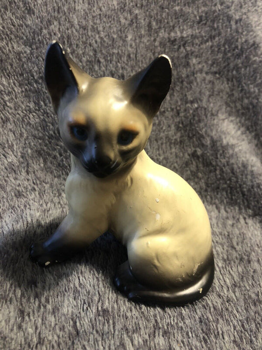 Vintage ￼4” siamese cat figurine Ceramic ￼from Nofleans ￼Japan