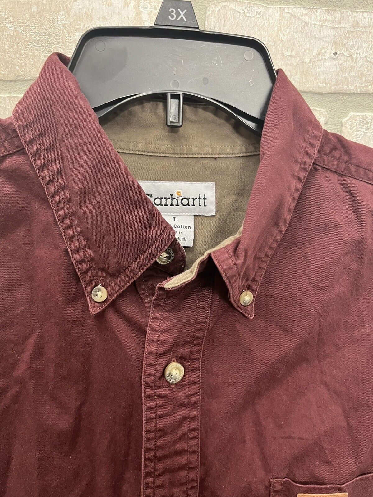 CARHARTT Shirt Heavy Cotton Outdoor Wear or Work Shirt Maroon color Men’s large