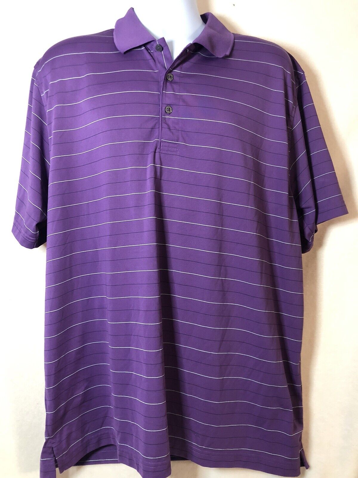 Izod ￼Extreme Men’s Performance Golf Polo Short Sleeve Shirt Sz XL Purple￼ stipe