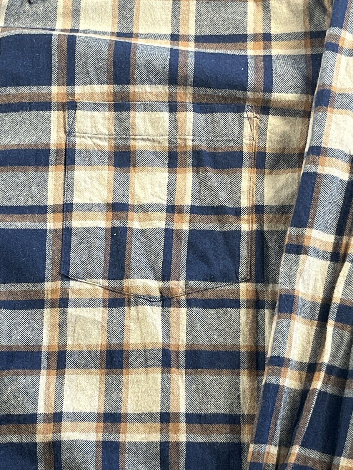 The Foundry Supply Co Adult Men's Button Down Shirt 3XLT Blue Navy Plaid Flannel