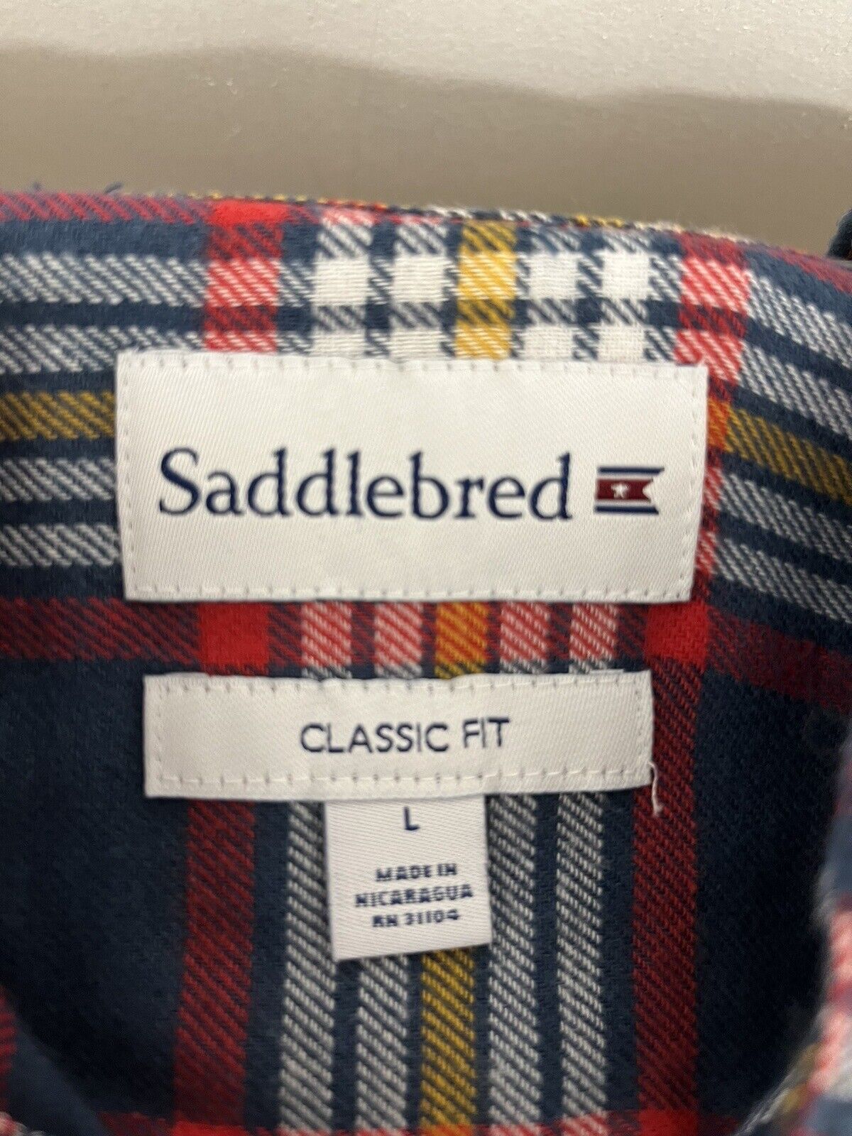 Saddlebred Plaid Shirt Men’s Size L Classic Fit Long Sleeve  Flannel 100% Cotton