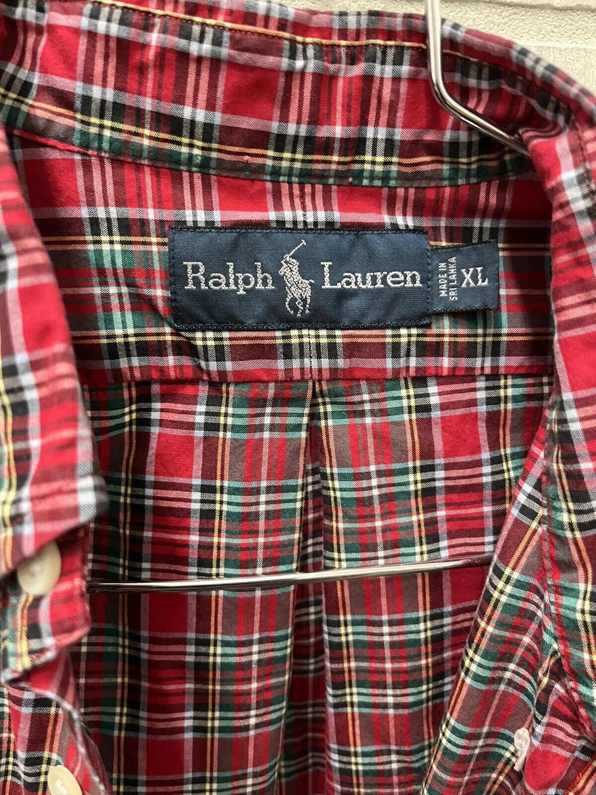 Ralph Lauren Shirt Mens Size XL Long Sleeve Button Front Red Plaid