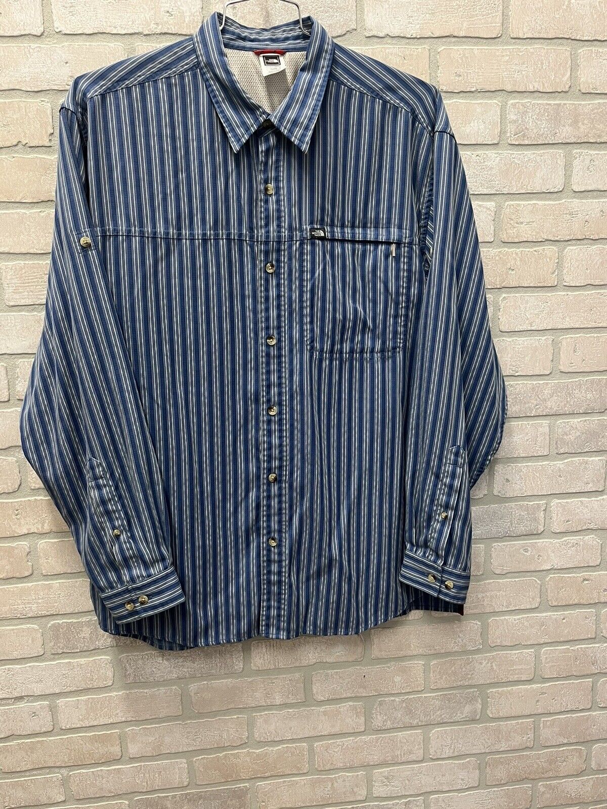 The North Face Shirt Mens XL/TG Blue White Stripe Long Sleeve Button Up Casual