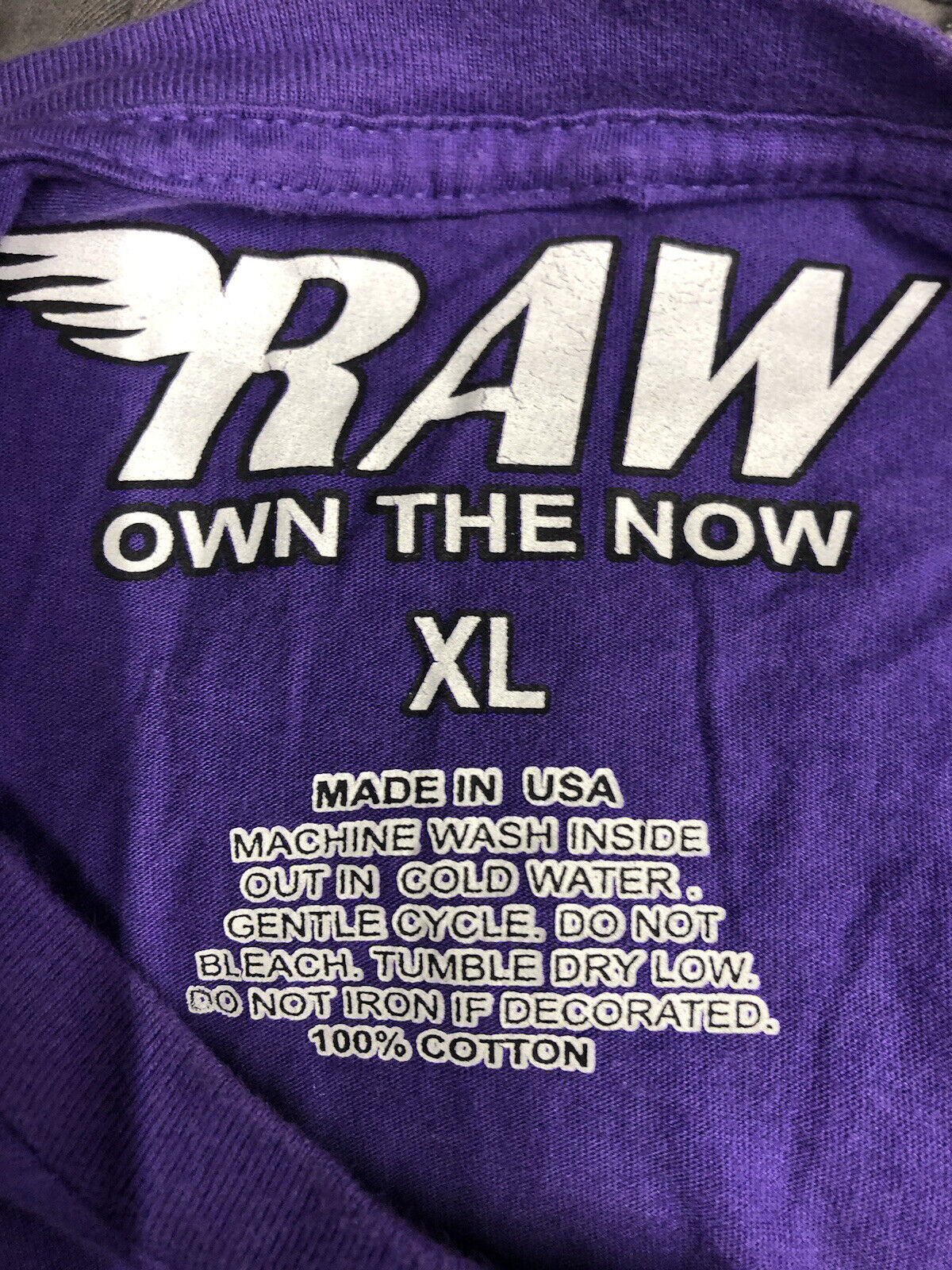 Raw Own The Now Men’s XL Purple letters Extend out T-shirt  USA