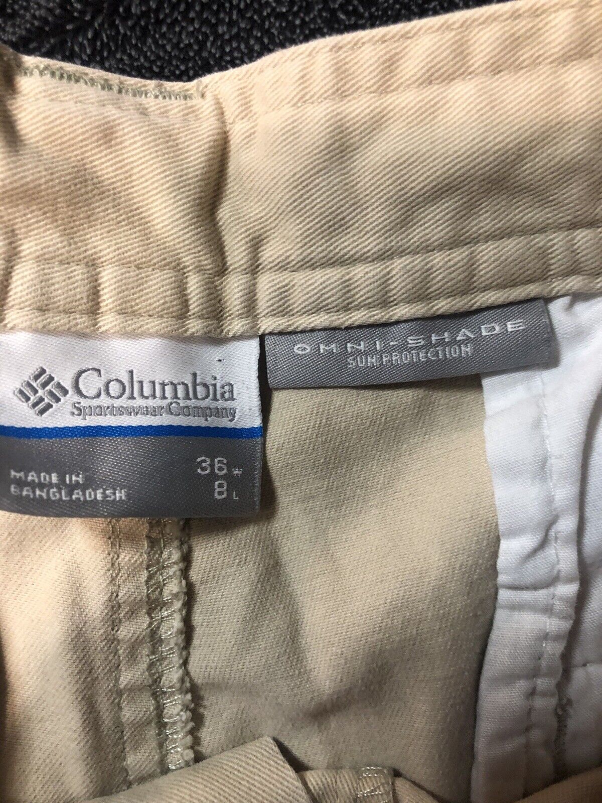 Columbia Shorts Mens 36 Beige Khaki Nylon Pockets Outdoor Hiking Fishing ￼Casual