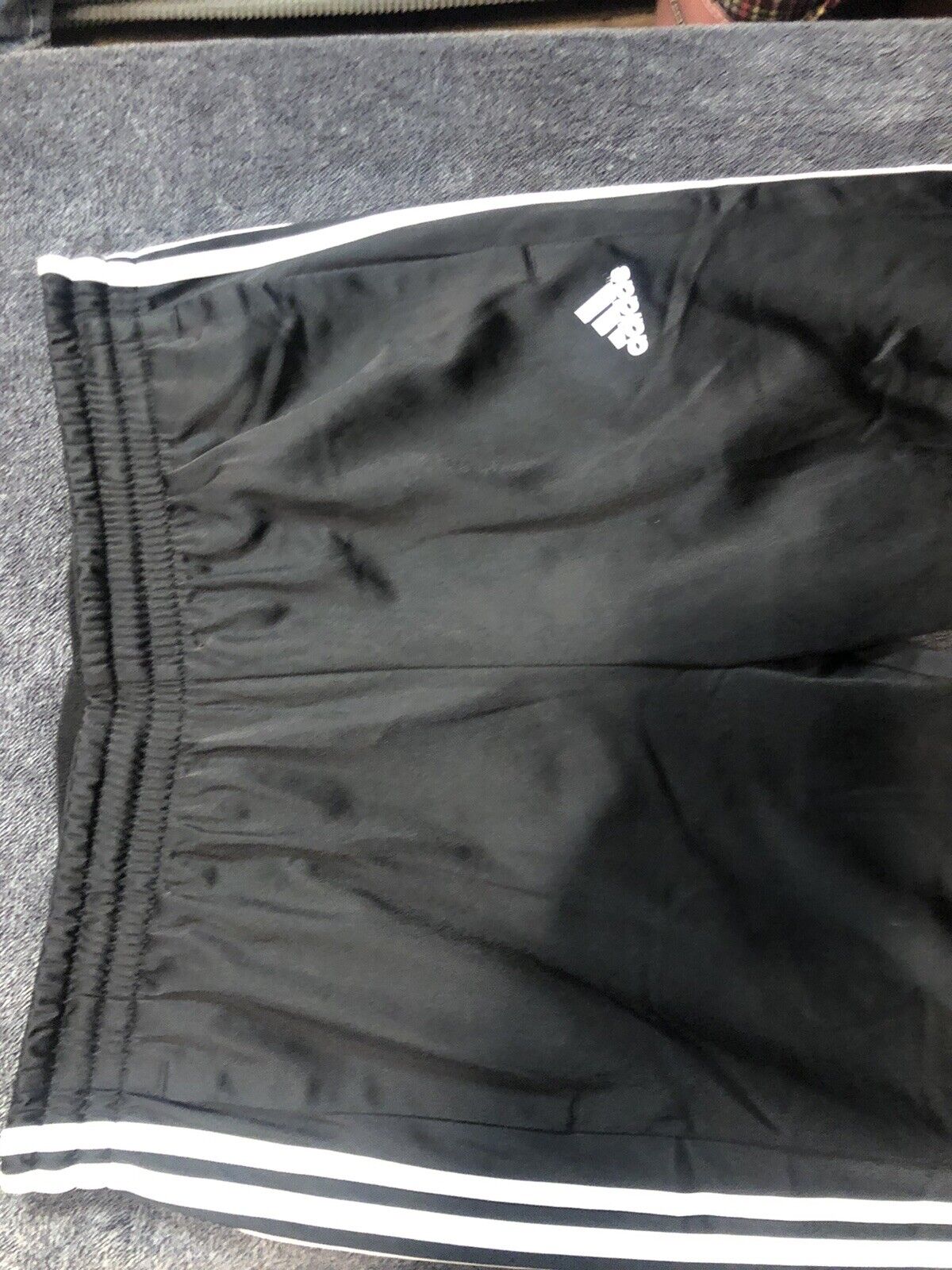 Adidas Men's Three Stripe Warm Up Track Pants Black Drawstrings Size LEL 32W 40L