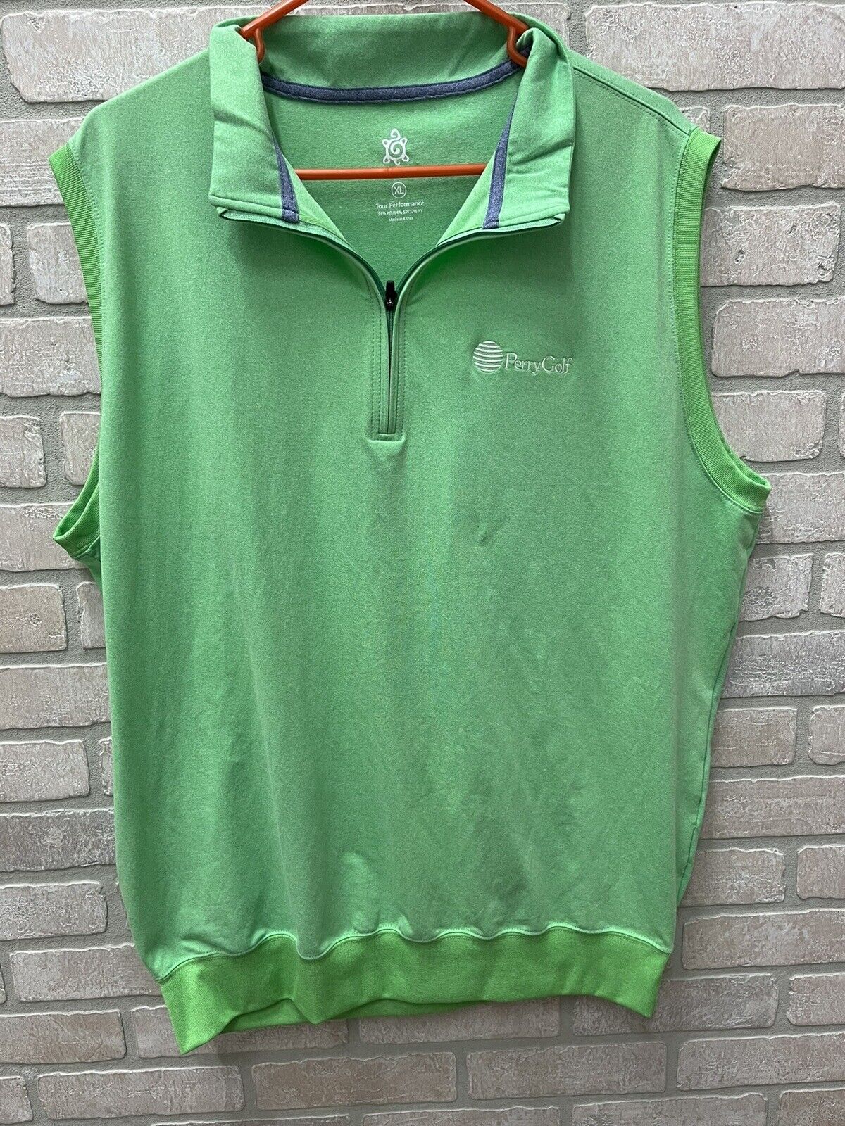 Sleeveless Collared Golf Shirt Size XL ￼ Green ￼ Perry, golf tour performance