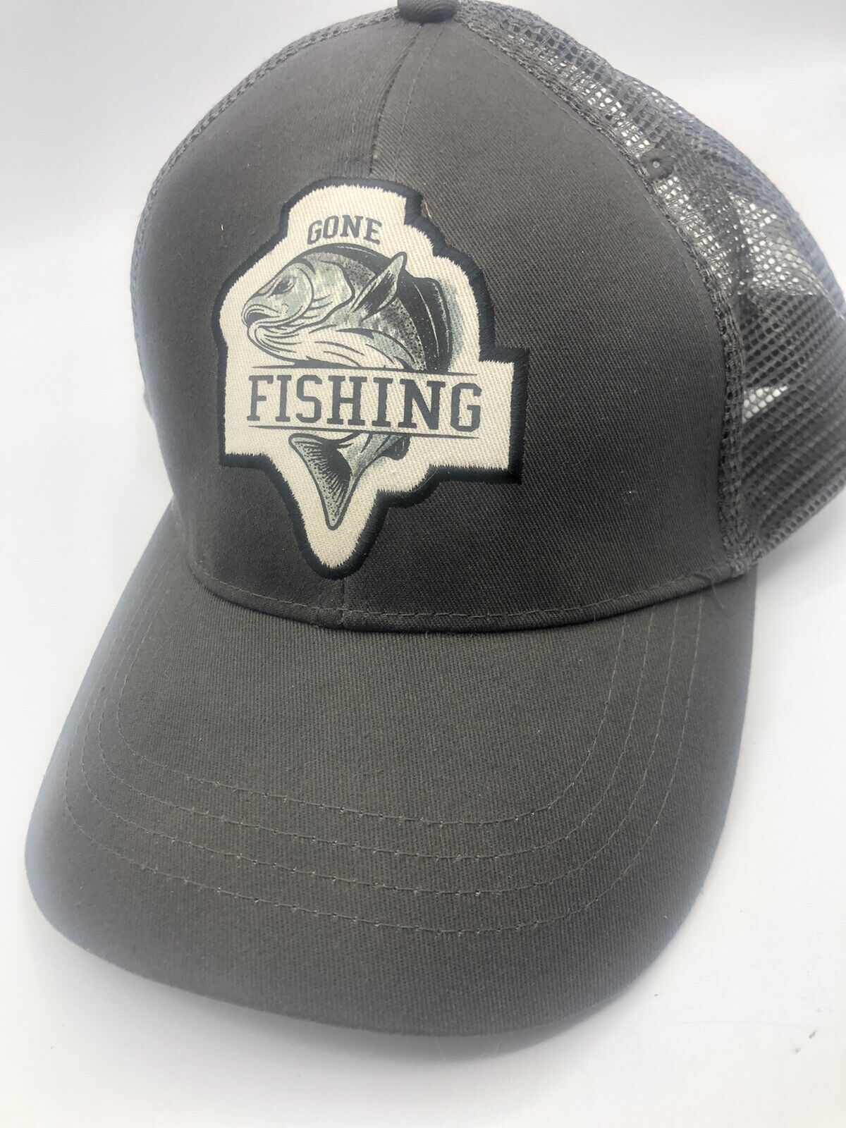 Gone fishing logo truckers hat snapback adjustable Let’s go fishing