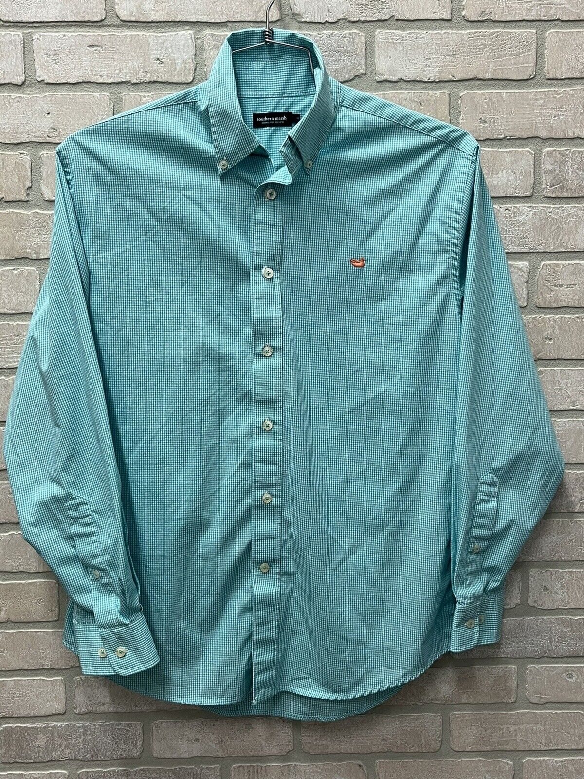 Southern Marsh Button Down Long Sleeve Check Green Shirt Men's Size Medium