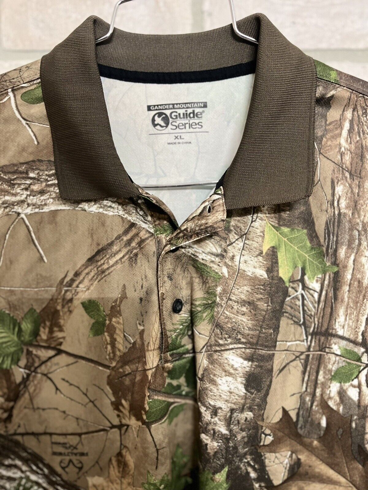 Gander Mountain Guide Series Camo Polo Shirt. Sz XL short sleeve Scencore